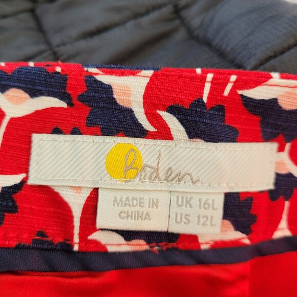 Boden Red Floral Print Cotton Pencil Skirt Size US 12 - Picture 9 of 12
